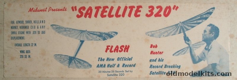 Midwest Bob Hunter's Satellite 320 - Gas Free-Flight Wood Airplane Model, FG-7 plastic model kit